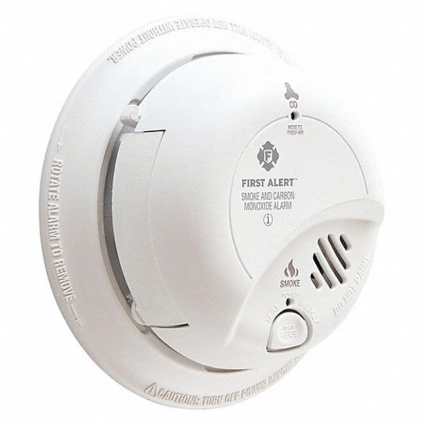 BRK SC9120B Combination Smoke and Carbon Monoxide Detector Alarm, 10 ft Detection, Electrochemical/Ionization Sensor, 9 V DC Alkaline Battery, Audible Alarm/LED Display, 85 dB
